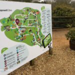 Marwell zoo panel and post sign map of the grounds